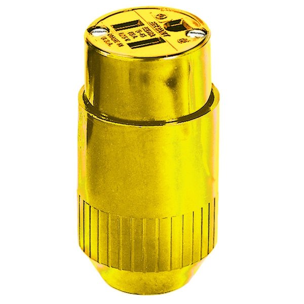Bryant Straight Blade Device, Female Connector, 15A 125V, 2-Pole 3-Wire Grounding, 5-15R, Yellow 5269BY